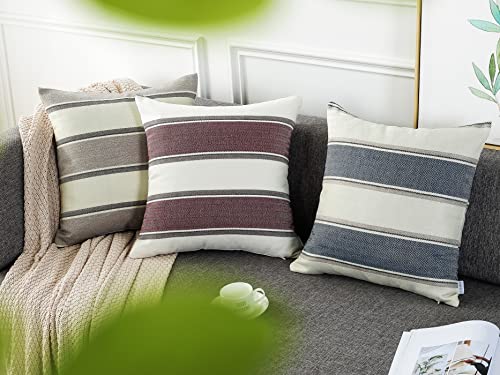 AmHoo Pack of 2 Farmhouse Linen Throw Pillow Cover Cushion Stripe Decoration Buffalo Retro Pillowcase with Hidden Zipper for Sofa Bedroom Car 26 x 26 Inch Blue - color: Blue, size: 26" x 26" (Pack of 2)