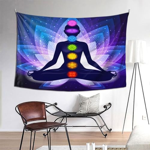 RTAFGU Chakra Meditation Tapestry, Chakra Meditation Lotus Flower, Yoga Spiritual Energy Art Tapestries Aesthetic Wall Hanging for Bedroom Living Room,Dorm Party Home Decoration 80" L x 60" W - color: Chakra Meditation_1501, size: 80"L x 60"W