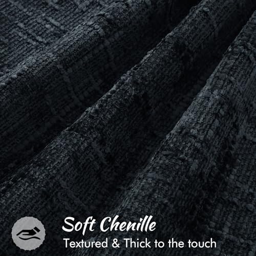 decorUhome Chenille Throw Pillow Covers 26x26 Set of 2, Soft Textured Slubby Modern Decorative Pillow Covers with Elegant Design for Couch, Sofa, Living Room, Black - color: Black, size: 26" x 26" (Pack of 2)