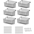 Sonyabecca 6 Pack Hanging Wall Basket for Organizing, Large Wire Basket for Storage Pantry with 5 S Hook+6 Adhesive Hook, Wall Mounted Shelf for Kitchen Bathroom - size: 13"L x 6.3"W x 6.02"H-6Pack