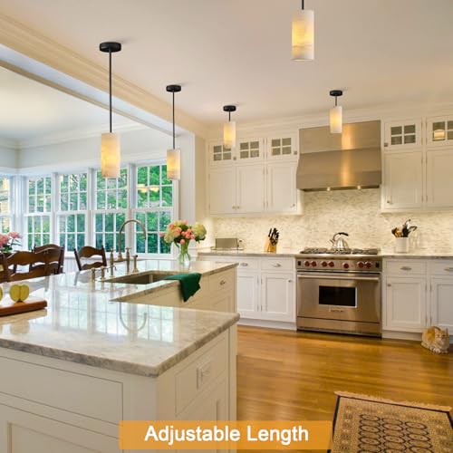 YUYI Alabaster Pendant Light Kitchen Island, H-9.5in Black Pendant Light Fixtures with Natural Marble Shade, Adjustable Ceiling Pendant for Dining Room, Living Room, Bedroom & Bathroom - color: 2-Black, size: 1 Pack