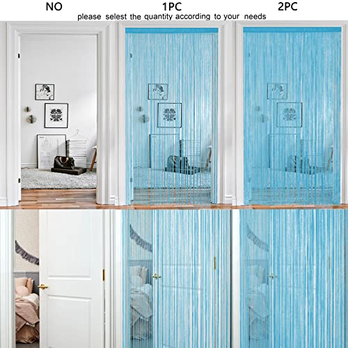 HSYLYM Spaghetti String Curtains for Doorways Privacy Door Frame Tassel Hippy Wall Kitchen Hallway Boho Fringe Curtain Hanging Door Room Dividers Decor 1 Panel（39×79in/100×200cm,Teal Blue） - color: Teal Blue, size: 39"W x 79"L (Pack of 1)