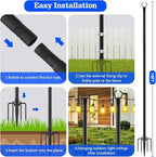 SINLEY 2 Pack String Light Poles,10 Ft Metal Poles with Fork for Outdoor String Lights,Outdoor Light Poles with Fork,Poles/Post/Stand for Outside,Patio,Deck,Backyard,Garden Wedding,Party - style: 2 Pack Poles