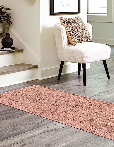 Unique Loom Braided Jute Collection Area Rug - Dhaka (2' 7" x 6' 1" Runner, Light Pink) - color: Light Pink, size: 2'7" x 6'1" (Runner)