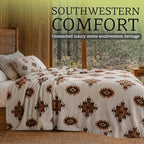 Sacred Thread Aztec Blanket Fleece, Reversible Native American Blanket, Western Throw, Native American Western (Coffee Flannel) (Full (60”x80”)) - color: Coffee Flannel, size: Full (60”x80”)