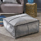 Foamma Pouf Ottoman Smoke, 24"x24"x12" - Square Ottoman Foot Rest for Living Room and Bedroom, Pouf Footstool with Velvet Cover, Foot Rest for Couch, Boho Furniture for Home - color: Smoke