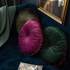 vctops Velvet Soft Round Chair Pads Cute Gradient Pom Pom Indoor Dining Chairs Cushion (Dark Green, Diameter 16") - color: Dark Green, style: Diameter 16 Inch