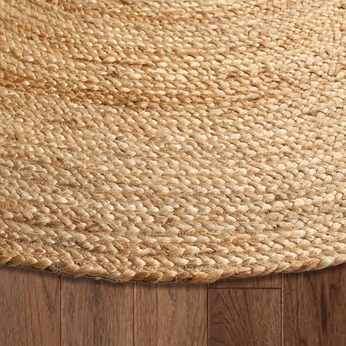 Chardin home Hand Woven Natural Jute Braided Area Rug – 4x6 Feet Oval | Vintage Boho Reversible Rug for Living Room, Bedroom, Dining Area, Entryway | Farmhouse Natural Fiber Floor Covering - size: 4' x 6' (Oval)