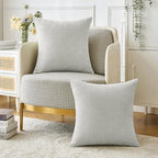 MIULEE Pack of 2 Light Gray Throw Pillow Covers 16x16 Inch Soft Chenille Pillow Covers for Sofa Living Room Couch Solid Dyed Cases - color: Moonbeam Gray, size: 16" x 16" (Pack of 2)