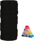 flipped 100% Natural Macrame Cotton Cord,3mm x109 Yard Twine String Cord Colored Cotton Rope Craft Cord for DIY Crafts Knitting Plant Hangers Christmas Wedding Décor (Black, 3mm*109yards)