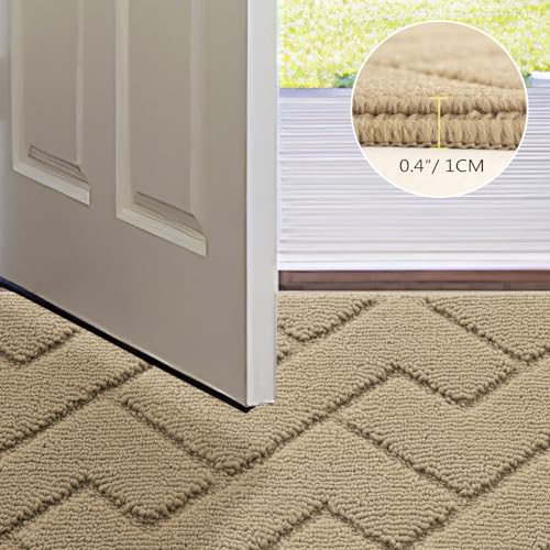 hicorfe Front Door Mat Outside Entrance,24"x35" Absorbent Muddy Dirt Resist Welcome Door Mats Outdoor Indoor,Stain and Fade Resistant,Non Slip Backing Entry Mat Doormat for Entryway (Beige) - color: Beige, size: 35" x 24" (Rectangular)