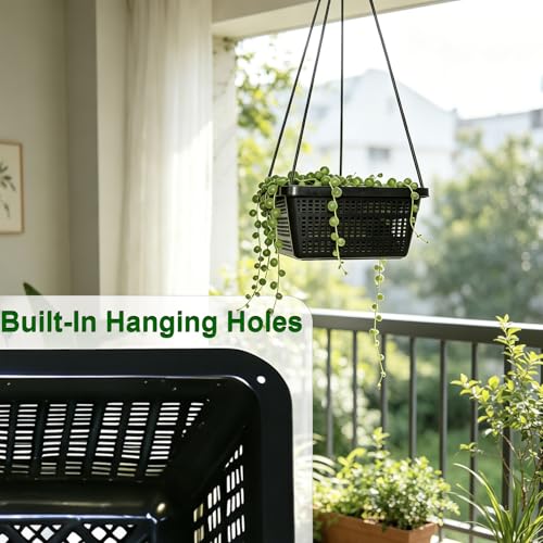 12 Pcs 7 Inch Aquatic Plant Baskets for Hydroponics Water Garden Plant Pots Black Plastic Mesh Basket Square Plastic Mesh Pond Containers for Live Aquarium Plants - style: 7" Square-12 PCS