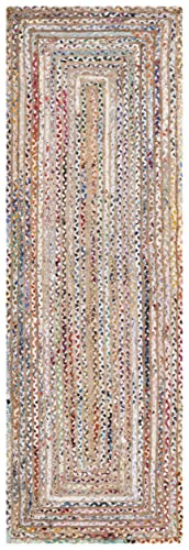 SAFAVIEH Cape Cod Collection Runner Rug - 2'3" x 9', Beige & Multi, Handmade Jute & Cotton, Woven Braided Design (CAP202B) - color: Beige/Multi, size: 2'3" x 9' (Runner)