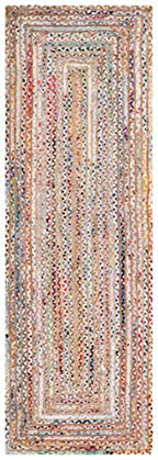 SAFAVIEH Cape Cod Collection Runner Rug - 2'3" x 10', Beige & Multi, Handmade Jute & Cotton, Woven Braided Design (CAP202B)