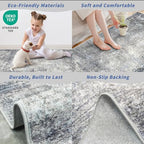2x8 Washable Non-Slip Hallway Runner Rug – Modern Coastal Abstract Neutral Stain-Resistant Low-Pile Carpet Runner for Kitchen Entryway Bedroom Bathroom (Blue Gray,2x8) - color: Blue Gray, size: 2' x 8' (Rectangular)