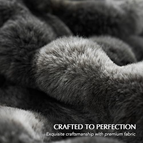 EverGrace Ultra Soft Luxury Fluffy Faux Rabbit Fur Throw Blanket, Thick Warm Bubble Throw for Bed, Cozy Plush Reversible Blankets for Couch, Chair, Sofa, Marble Black, 50x60 Inches - color: Black Marble, size: 50"x60"