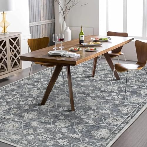 Boho Vintage Distressed Area Rug - Large Machine Washable Non-Slip Carpet, Low Pile Soft for Living Room Bedroom Office Dorm Nursery Dining, Indoor Home Decor(46x76cm（1.5x2.5ft）