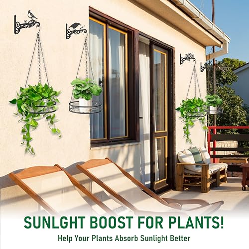 4-Pack Metal Hanging Planters for Outdoor Plants - Heavy Duty Hanging Baskets for Plants Outdoor with Chains and Long Hooks – Aesthetic Hanging Plant Holder for an Instant Indoor Gardening Decor - size: 4-Pack