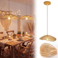 3 Set 11 Inches Cloud Shaped Rattan Pendant Light Shade, Woven Rattan Lamp Shades for Ceiling Lighting, Natural Handcrafted for Dining Room, Kitchen Ceiling(Small Cloud Lampshade)