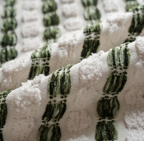 Caflife Boho Lumbar Throw Pillow Covers 12x20 Inch Set of 2, Farmhouse Green Striped Textured Chenille Decorative Couch Pillow Cases, Rustic Accent Cushion Covers for Sofa Bed Living Room Bedroom - color: Green, size: 20" x 12" (Pack of 2)