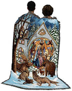 Pure Country Weavers Snowfall Nativity Blanket by Parker Fulton - Jesus Christ Manger with Animals Gift Christmas Tapestry Throw Woven from Cotton - Made in the USA (72x54) - color: Snowfall Nativity