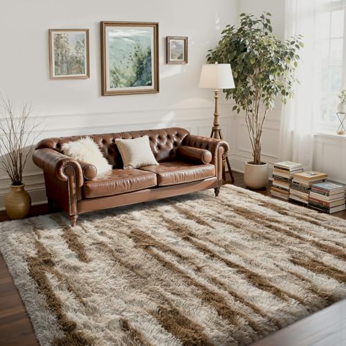 4x6 Ft Fuzzy Rugs for Bedroom,Khaki Neutral Area Rug Non-Slip,Carpet for Living Room Nursery Kids PlayRoom Indoor Modern Plush Carpets - color: B-khaki 24sm02, size: 4' X 6' (Rectangular)