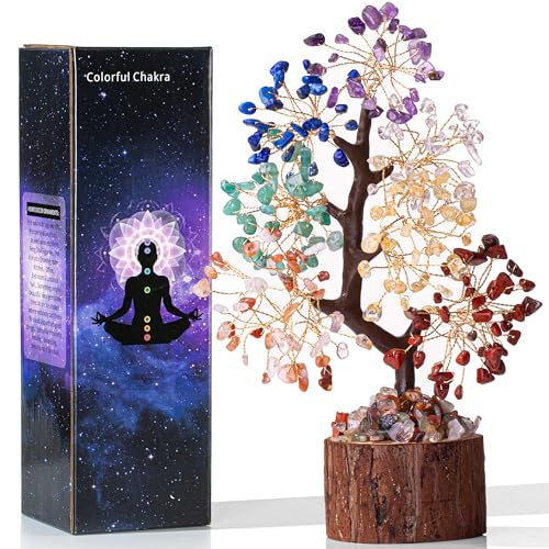 MAIBAOTA 7 Chakra Tree Crystal Tree of Life Decor Birthday Gifts for Women Healing Crystals for Positive Energy Spiritual Gift for Sister and Mom Housewarming Gifts New Home Money Trees Decoration - color: Multicolor01