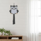 ACEDSGN Macrame Owl Wall Hanging Boho Dream Catcher, Handmade Tapestry Fiber Art Wall Decor for Nursery Bedroom Living Room, Sustainable Gift for Owl Lovers & Nature Fans - Gray