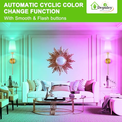 Depuley Battery Operated Wall Sconce: 27" Set of 2 Wireless Wall Lights with Remote for Bedroom - Rechargeable 15 Colors Gold Wall Lamp for Living Room Hallway Decor - color: Gold, size: 27 Inch Set of 2