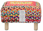 COTTON CRAFT Multi Chindi Footrest - Braided Cotton Rag Rug Foot Stool Ottoman with Sturdy Wood Legs – Handmade Boho Leg Rest - Small Spaces Under Desk Living Room Entryway Low Footstool - 16.5x12x9.5 - color: Cotton - Multi
