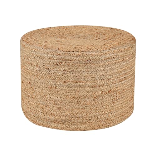 Jute Pouf Ottoman - Briaded Boho Pouf Ottoman Foot Rest - Poofs/Ottomans Furniture Decor - Ottomans Pouffe for Bedroom - Poufs for Living Room - (18"x18"x12")
