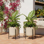 Colingmill 2 Pack Metal Plant Stand for 15" Large Planter Heavy Duty Plant Pot Holder Riser for Indoor Outdoor, Tall Mid Century Modern Flower Pot Stand for Patio Garden Balcony Window, Black