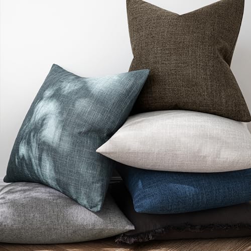 MIULEE Pack of 2 Decorative Linen Burlap Pillow Covers Farmhouse Boho Accent Pillowcases Home Decor for Couch Sofa Bedroom Living Room 18x18 Inch Dark Brown - color: Dark Brown, size: 18" x 18" (Pack of 2)