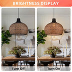 Arturesthome Rattan Pendant Light Fixtures for Kitchen Island, Wicker Chandelier, Handmade Woven Hanging Ceiling Light Lampshade for Living Room Bedroom - size: 19.6" * 17.7"