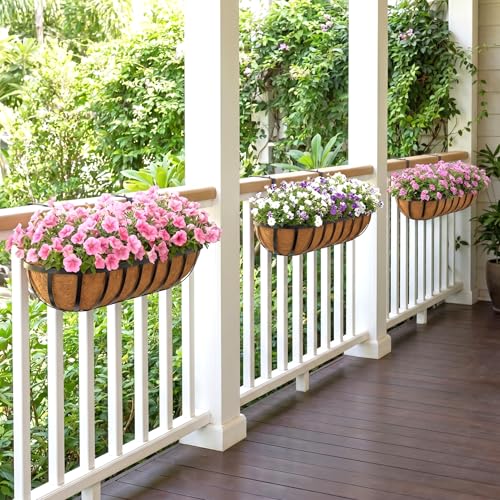Y&M 24" Coco Liner for Window Box Deck Basket Planter Trough Coconut Fiber Liners, 2pcs Trough Coco Liner Pre-Formed Replacement - color: 2pcs 24in Arc