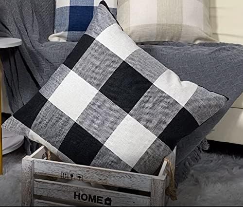 VAKADO Outdoor Farmhouse Buffalo Plaids Throw Pillow Covers 18x18 Set of 2 Black White Decorative Classroom Front Porch Classic Decor Retro Boho Cushion Cases Fall Home Rustic Check for Couch Patio