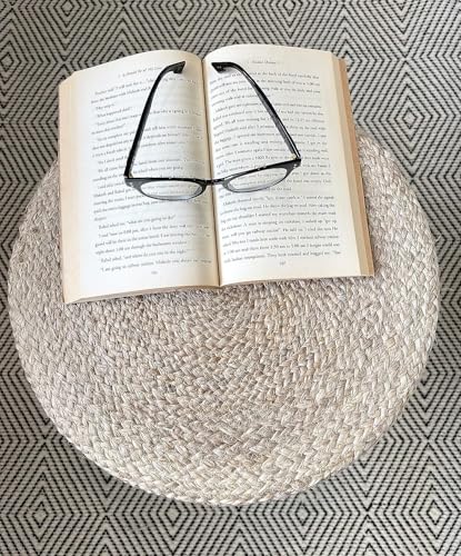 Jute Pouf Ottoman | Footrest Pouf | Hand Braided - Round Boho Pouffe - for Living Room, Bedroom, Nursery (20"x20"x10") Natural - color: Natural, size: 20"D x 20"W x 10"H