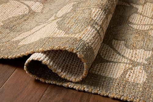 Loloi Chris Loves Julia Rue Collection RUE-02 Olive/Sage 2'-3" x 3'-9" Accent Rug Jute Neutral Floral Living Room Bedroom Rug - color: Olive / Sage, size: 2'3" x 3'9" (Rectangular)