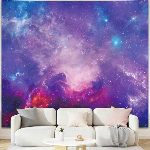 Tichgeim Space Galaxy Tapestry for Bedroom, Starry Night Sky Backdrop Decorations, Purple Ceiling Aesthetic Tapestries, Blue Celestial Stars Wall Hanging for Living Room Dorm 51'' x 60'' - color: Starry Night Sky Tapestry, size: 60"L x 51"W