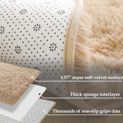 Merelax Modern Soft Fluffy Small Shaggy Rug for Bedroom Livingroom, Soft Non-Slip Kids Room Entryway Throw Rugs, Plush Furry Fur Area Rugs Comfy Nursery Accent Floor Carpet 2x3 Feet, Beige - color: Light Tan, size: 2' x 3' (Rectangular)