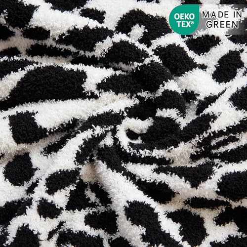 MH MYLUNE HOME Ultra Soft Leopard Throw Blanket (71x78 inches) Microfiber Blanket Plush Warm Reversible Cheetah Blanket Leopard Pattern Throw for Couch Bed Sofa, Black and White, 71"x78" - color: Leopard Black White, size: 71"x78" - 550 GSM