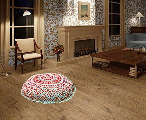 ICC 32" Large Round seat Floor Cushion Chair Ottoman Cover Pouf Pillow Meditation Floor Cushions for Adults Seating pouffe Ottoman Throw Covers Craft Room Furniture for Sitting Cover Fire