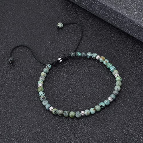 Women Boho Wrap Bracelet,Handmade Natural Stone Crystal Emperor Beads Heart Bracelet, Fashion Bohemian Jewelry Gift for Women - color: African Turquoise