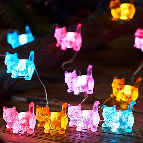 Cat String Lights Kawaii Deco Kitty Fairy Decorative Lights 10ft 30LED Battery Operated Novelty Lighting for Outdoor Wedding Camping Tent Baby Shower Bedroom Birthday Party - style: Battery Powered