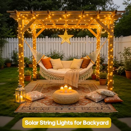 JMEXSUSS 600 LED Solar String Lights Outdoor Waterproof, Solar Christmas Lights Outdoor, 8 Modes Christmas Light for Outside Patio Yard Tree Decorations - color: Warm White, size: 600LED*1