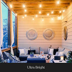 Brightech Ambience Pro Incandescent Outdoor String Lights - Commercial Grade Waterproof Patio Lights with 48 Ft Dimmable Edison Bulbs, Porch String Lights for Patio, Backyard - 15 Bulbs 11W - size: 48 FT - 15 Bulbs