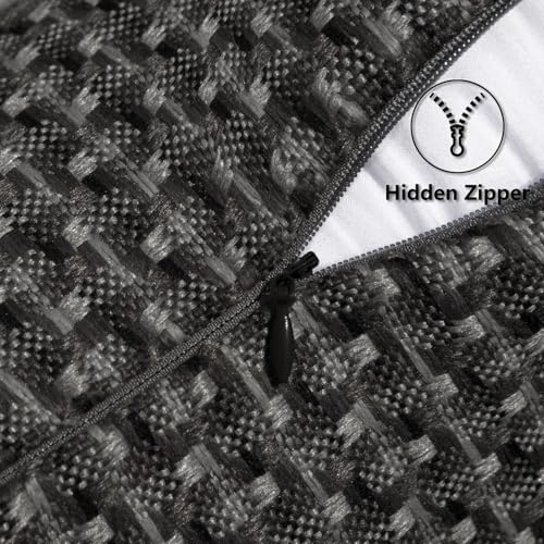 Kevin Textile Outdoor Waterproof Throw Pillow Covers Pack of 2 Farmhouse Decorative Cushion Covers for Garden Patio Tent Balcony Bench Couch Sofa 16x16 Inch, Black - color: Black, size: 16" x 16" (Pack of 2)