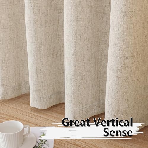Tollpiz Short Linen Curtains Bedroom Rod Pocket Semi Sheer Curtain Burlap Light Filtering Thick Linen Drapes for Living Room, 38 x 45 inches Long, Natural, Set of 2 Panels - color: Natural, size: 38"W x 45"L (Pack of 2)