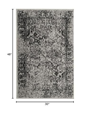 SAFAVIEH Adirondack Collection Accent Rug - 2'6" x 4', Grey & Black, Distressed Vintage Floral Design, Non-Shedding & Easy to Clean, Ideal for Front Door, Kitchen, Entryway, Foyer (ADR109B) - color: Grey/Black, size: 2'6" x 4' (Rectangular)