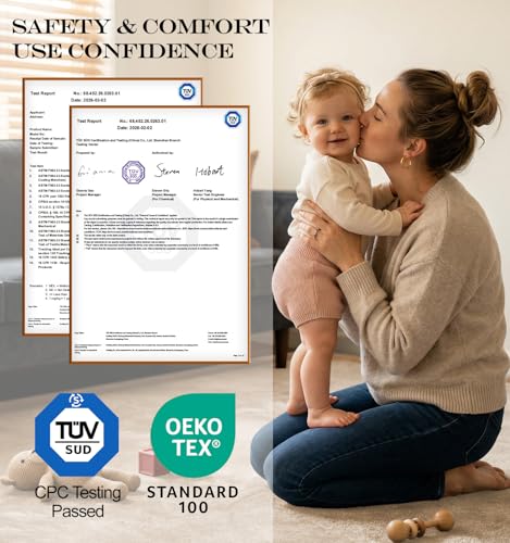 AEOCOO 50x50 Playpen Baby Play Mat for Floor, 1.3" Thick Memory Foam Play Mat for Infants Tummy Time Crawling, CloudSoft Velvet Non Slip, Play Pen, Living Room, Playroom, Tatami Style, Beige - color: Beige, size: 50 x 50 x 1.3 Inch